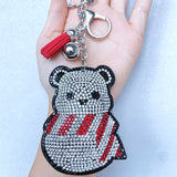 Korean velvet hotfix panda penguin keychain animal schoolbag charm cute cartoon bag accessories cross-border