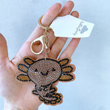 Cross-border hot selling cute children's animal bag pendant fashion korean velvet hot diamond two-color diamond keychain