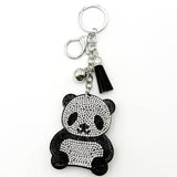 Diamond-studded panda keychain - european & american style tassel metal charm - bag accessory creative cartoon ornament
