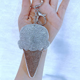 Ice cream keychain korean velvet cone hot diamond luggage accessories summer cool style bag chain pendant
