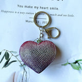 Diy jewelry accessories gradient heart hotfix rhinestone keychain fashion shiny keyring bag charm wholesale