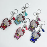 Hotfix rhinestone hk keychain cartoon charm cute tassel bag accessory women's fashion gift