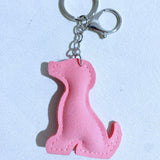 Adorable pink puppy keychain with rhinestone accents - korean velvet pet-themed bag charm