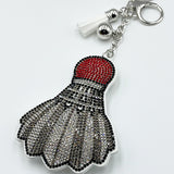 Hotfix rhinestone badminton keychain fashion tassel pendant bag charm - cross-border hot seller