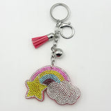 Diamond-studded rainbow keychain - european & american style tassel metal charm - bag accessory - cross-border hot seller