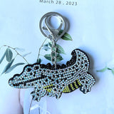 Animal keychain crocodile alligator korean velvet diamond bag pendant cute pet leather hot diamond car key hanger