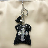 Diamond-encrusted cross clothing keychain tassel bag pendant small fragrant style full diamond jewelry women's fashion pendant