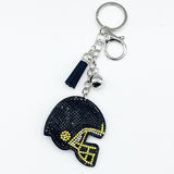 Hotfix rhinestone football helmet keychain - tassel diamond bag charm - cross-border bestselling jewelry