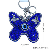 New arrival aliexpress hot selling two-color butterfly small gift flannel hot diamond eye bag pendant export keychain