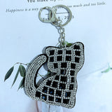 New arrival glass diamond cute cat car pendant fashion velvet bag accessories korean velvet hot diamond keychain
