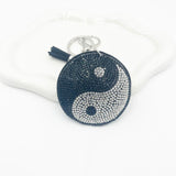 Creative korean velvet rhinestone yin yang tai chi bagua hotfix keychain - bag charm & car key accessory