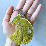 Creative korean velvet rhinestone faux fruit keychain - banana full diamond bag charm, wallet, car chain accessory