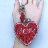 Thank you mom gift: korean velvet mum letter heart keychain - mother's day birthday gift, car accessory