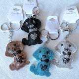 Cross-border hot-selling diamond-encrusted puppy women's bag pendant fashion korean velvet hot diamond two-color diamond keychain