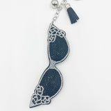 Cross-border creative glasses hot diamond keychain fashion women's diamond bag tassel pendant factory wholesale pendant