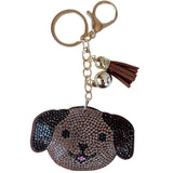New korean style cartoon keychain, two-tone dog hotfix rhinestone keychain, leather aliexpress fashion bag charm