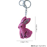 Korean velvet rabbit hotfix rhinestone keychain - cute plush bag charm - pink adorable animal design - cross-border e-commerce
