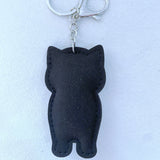 Black shiba inu keychain - korean velvet hotfix rhinestone pet accessory - japanese minimalist style - handbag charm