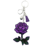 New arrival diamond-encrusted rose keychain fashion tassel bag pendant creative accessories cross-border hot sale