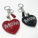 Diamond-studded heart keychain - mother's day gift with tassel, metal charm, fashion bag accessory - cross-border hot seller