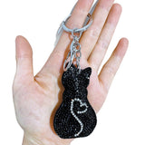 Full diamond cat pendant korean velvet diamond keychain hot diamond cute kitten luggage accessories car accessories wholesale