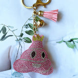 Cartoon cute poop rhinestone keychain korean velvet full diamond creative poop bag pendant couple pendant