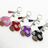 Diamond-studded mushroom keychain - european & american style tassel metal charm - bag accessory - cross-border hot seller