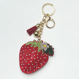 New arrival diamond-encrusted strawberry keychain tassel metal pendant bag creative accessories cross-border hot-selling model