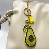 New arrival diamond-encrusted avocado keychain fashion bag pendant tassel metal creative accessories cross-border hot sale