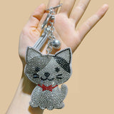Creative cartoon cat tiger animal cat series cross-border hot-selling korean velvet hotfix rhinestone bag accessories tassel charm