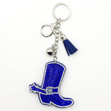 New arrival diamond-encrusted western cowboy boots keychain fashion tassel metal pendant cross-border hot-selling creative accessories
