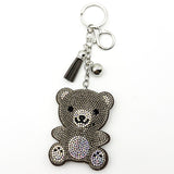 Diamond-studded bear keychain - european & american style tassel metal charm - bag accessory - cross-border hot seller
