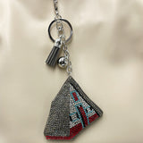 New diamond-studded tent keychain - european & american style tassel metal charm - bag decoration - cross-border hot seller