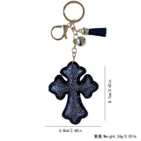 Cross-border hot-selling tassel diamond-encrusted cross women's bag pendant fashion korean velvet hot diamond two-color diamond keychain