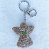 Korean velvet rhinestone angel heart keychain - bestie & couple guardian bag charm - car blessing interior accessory