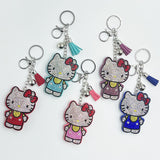 Hotfix rhinestone hk keychain cartoon charm cute tassel bag accessory women's fashion gift