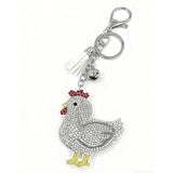New arrival diamond-encrusted cock keychain creative bag pendant hot diamond cartoon metal tassel key chain cross-border hot