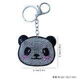 Korean velvet panda head keychain - adorable national style bag charm - black and white cute accessory