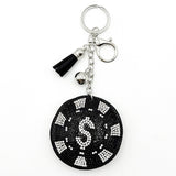 Diamond-studded letter s keychain - european & american style tassel metal charm - bag accessory - cross-border hot seller