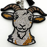 Diamond-studded goat keychain - european & american style tassel metal charm - bag accessory - cross-border hot seller