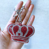 Cross-border hot-selling crown korean velvet diamond-encrusted shiny fashion bag pendant two-color diamond keychain wholesale
