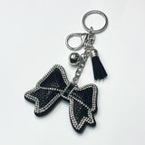 New arrival diamond-encrusted bows keychain fashion tassel metal bag pendant cross-border hot-selling model
