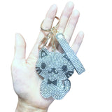 Cross-border hot-selling korean velvet diamond kitten keychain bag hanging fashion hot diamond luggage pendant wholesale
