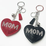 Diamond-studded heart keychain - mother's day gift with tassel, metal charm, fashion bag accessory - cross-border hot seller