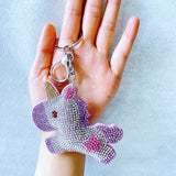 Cross-border korean velvet unicorn hotfix rhinestone keychain - multi-purpose bag charm for backpacks, luggage, and more - ultra-lightweight