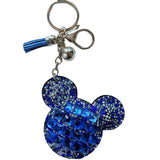 New mickey mouse keychain, korean velvet full rhinestone high-end bag charm, small accessory keychain, women's gift wholesale