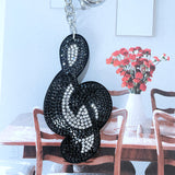 Korean velvet musical note hotfix rhinestone bag charm - music teacher & student gift - musical instrument shaped keychain pendant