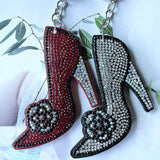 Cross-border hot-selling fashion high heels, bags, car accessories, korean velvet hot diamond women's shiny keychains
