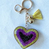 Cross-border korean velvet heart rhinestone keychain - valentine's day gift, bag charm, couple/bff gift