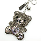 Diamond-studded bear keychain - european & american style tassel metal charm - bag accessory - cross-border hot seller